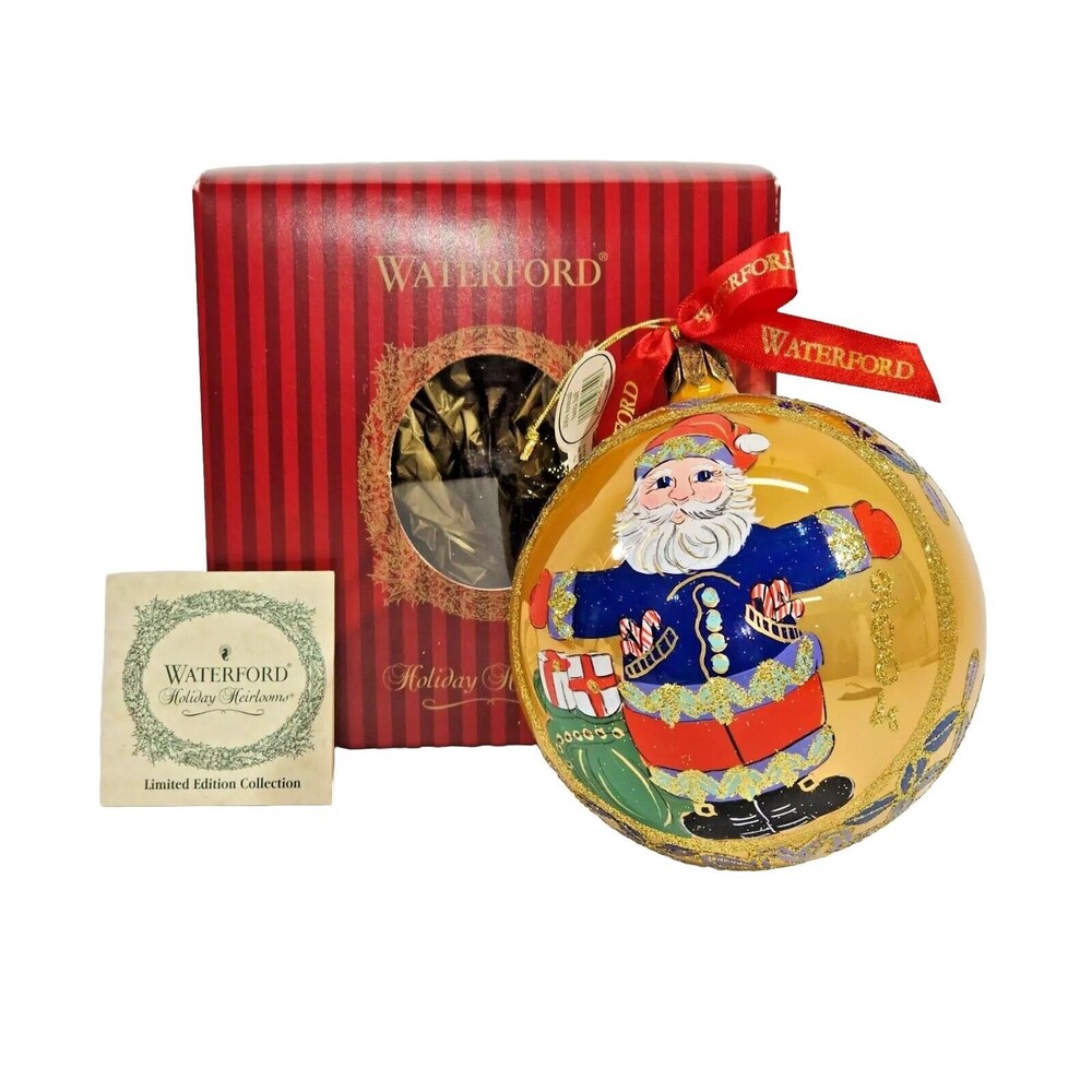 NEW Waterford 130786 2004 Annual‎ Santa Ball Glass Christmas Holiday Ornament